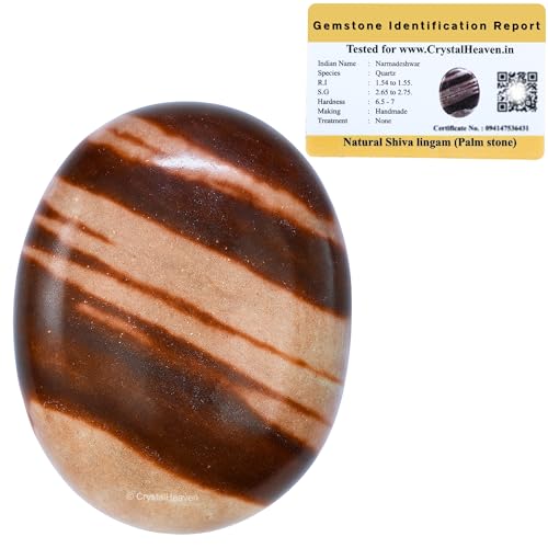 Image of Certified Shiva Lingam Narmada Crystal Palm Pebbles Stones for Anxiety Stress Relief Massage - AAA Grade Original Healing Gemstone Agate Palm Stone for Yoga Meditation Spiritual Reiki Feng Shui