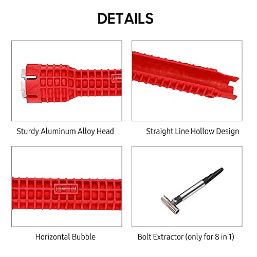 Chave de torneira e pia 5 em 1 Chave multifuncional Ferramenta de encanamento de cabeça dupla Instal