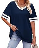 Business Casual Outfits Tops for Women Plus Size Fashion Clothing Workout Tops for Women Blouses Dressy Casual Oversized Tshirts Trendy Short Sleeve T Shirts Cute Summer Outfits Party Work Clothes XL