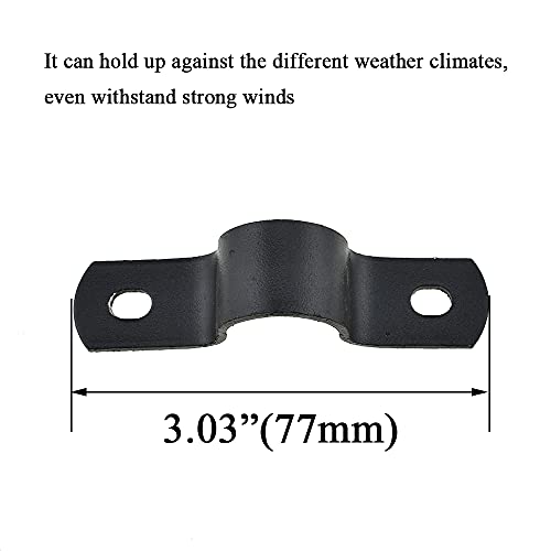 Hahiyo Two Holes Pipe Tube U Bracket Clamps 20Mm Heavy Duty No Rust Shiny Strong Resist Wind No Sharp Rigid Strap Clip Conduit Ring Carbon Steel Material Black For Fixing Supporting Decorating 12Pcs #TOP3
