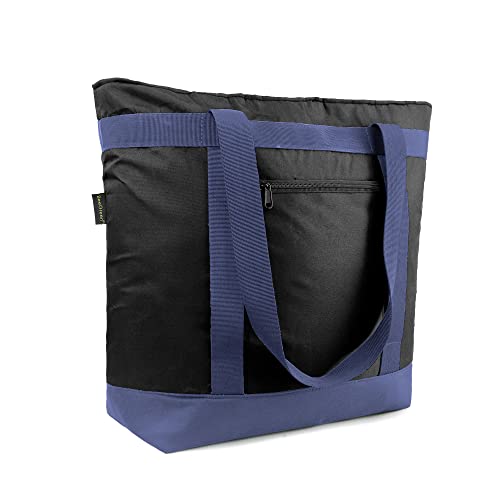 BeeGreen Insulated Cooler Bags Picnic Bag Softside Cooler Large Insulated Collapsible Cold Tote for Grocery Travel Foldable Food Lunch Bag with Zippered Top Leak Proof Thermal Bag Gift Black