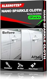 ALASMOYER 2 Pack Nano Sparkle Cloth for Car Scratches, Nano Magic Cloth Scratch Remover with Disposable Gloves, Easily Repair Paint Scratches and Water Spots, Grey