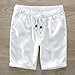 New Pure Linen Casual Beach Shorts for Men Fashion Breathable Elastic Waist Drawstring with Pockets 30-40 Size 4Colors (US, Waist Inseam, 30, 10, Linen Color)