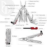 BIBURY Multitools, Camping Multi Tool Foldable Pliers with Upgraded Scissors and Hammer, Stainless Steel Multitools with Nylon Pouch, Ideal for Outdoor, Hiking - Gift for Dad Men Christmas Gifts - Image 2