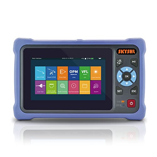 SKYSHL 1310nm/26dB+1550nm/24dB LWL OTDR Tester (Mit OPM+OLS+VFL+Event Map) SM 4,3Zoll Touchscreen Kompatibel mit SC+FC+ST+LC UPC&APC-Adapter-SS304T-2A1