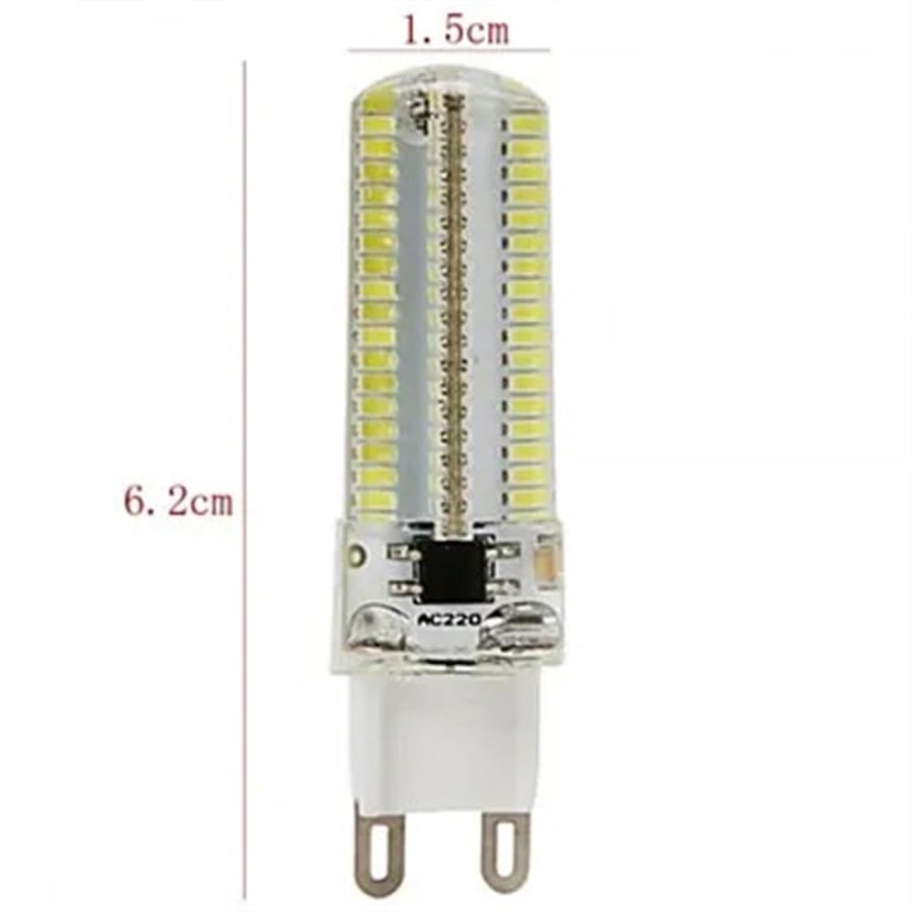 Iluminación KJXP, Paquete de 50, bombillas LED de maíz AC220V G9 9W 900Lm 3014SMD-152 bombillas LED for focos lámparas de cuerpo Sillcone(Warm White)