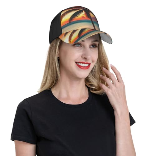 Gorra unisex negra con estampado tropical de palma miniatura 6