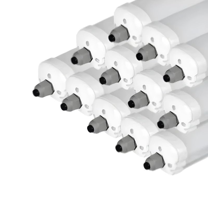 SILAMP Pack de 12 – Regleta LED impermeable 150 cm 48 W IP65 120 lm/W interconectable – Blanco frío 6000 K – 8000 K