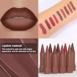 BINGBRUSH 2-in-1 Gradient Dark Brown Lip Liner & Lipstick Combo,Matte Longwear Waterproof Lip Pencil with Cone Tip,Smudge Proof Crayon for Flawless Ombre Contour,Women's Long Lasting Makeup Set - Image 5