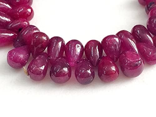 Ruby beads plain teardrop 7-11mm natural ruby necklace jewelry making strand - 4