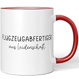 JUNIWORDS Tasse, Flugzeugabfertiger aus Leidenschaft, Rot (6640521)