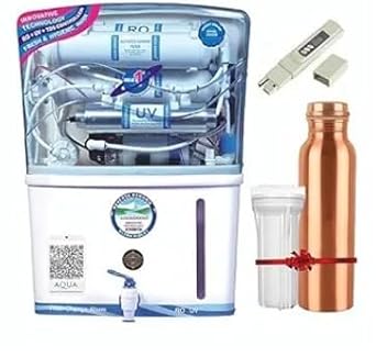 Aqua RO Domestic Water Purifier for Home (RO+ LED UV+ BIO COPPER+ ZINC+ ALKALINE+ HIGH TDS MEMBRANE+ TDS CONTROLLER) 12 Litres Storage Tank | 20 Liter Per Hour Filteration
