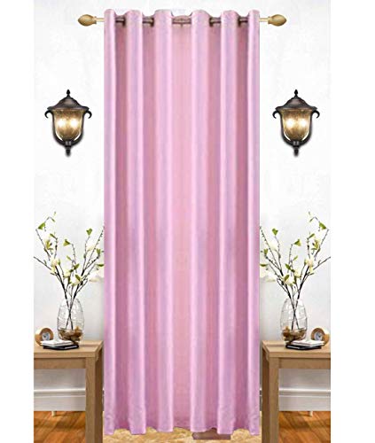 Image of Polyester Eyelet Long Door Curtain, Solid Plain Light Filtering Curtain for Bedroom, Living Room & Home Office, 9 Feet (108 x 48 Inch), Pink, Pack of 1