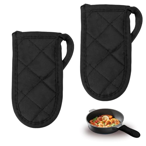 Cast Iron Handle Cover 2 Pcs Cast Irons Skillet Handle Covers, Pot Holders Heat Resistant, Cast Irons Handle Sleeve, Pot Handle Cover, Pan Handle Sleeve for Kitchen Cooking Baking BBQ Cookwares Black
