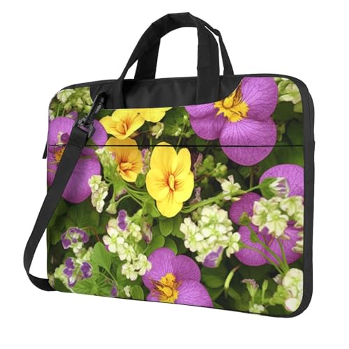 Sac ordinateur portable floral violet jaune antichoc bandoulière