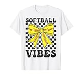 Photo Gallery softball vibes coquette bow softball game day ragazze donne maglietta Photo Gallery softball vibes coquette bow softball game day ragazze donne maglietta