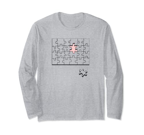 Missing Piece Shows Skin ジグソーパズル 光学イリュージョン 長袖Tシャツ