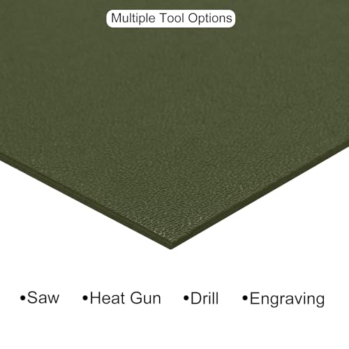 Image of ABS Plastic Sheet 12 x 12 Inch,Flexible Plastic Sheets 1 /12 Inch Thick Thermoplastic Sheet with Leather Texture Army Green for DIY Crafts Decors 3Pcs
