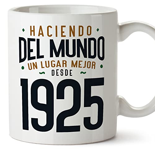 MUGFFINS Tazas 1925 Cumpleaños - En Español - Haciendo del Mundo un Lugar Mejor - 11 oz / 330 ml - Regalo original y divertido