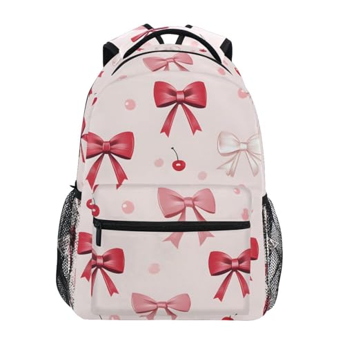 ALAZA Pink Bow Girls School Backpack Elementary Middle Schoolbag Pink Bow Women Backpack Book Bag Daycare Travel Bag Casual Daypack Laptop Backpack 16in