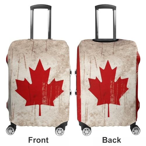 Retro Canada Flag Luggage Cover, Washable Elastic Suitcase Cover Protector Fit 18-32 Inch Luggage3