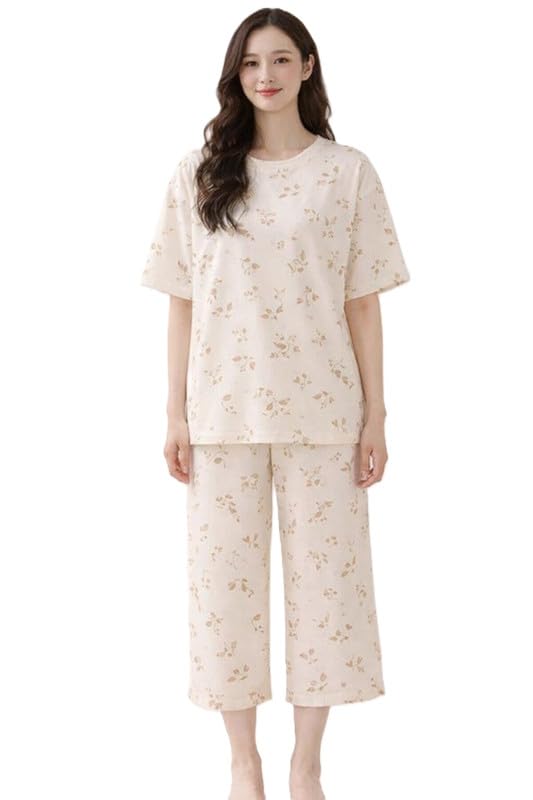 Floral Printed Collar Style Night Suit Set for Women Soft Cotton Blend Lounge Pajama Co Ord Sleep Set-picture-37