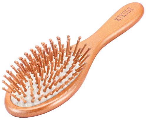 High End Bamboo Wooden Hair Brush for Wet and Dry Hair, Anti Static Improve Texture of Hair and Reduce Hair Breakage, Scalp Message Paddle Brushes, Detangling Comb for Women, Men and Kids (Gold)