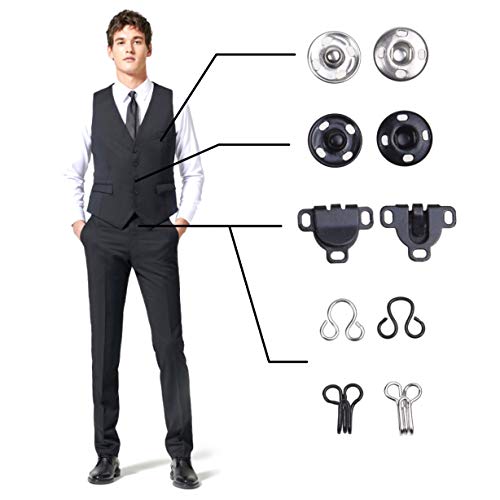 Kare & Kind 50 Pairs Sewing Hook And Eye, Sew-On Snaps - Sewing Closure Fastener Clasps Repair - Bra, Skirts, Pants, Dress, Trousers - Diy, Crafting - Metal Snaps Press Studs - Black Silver #TOP5
