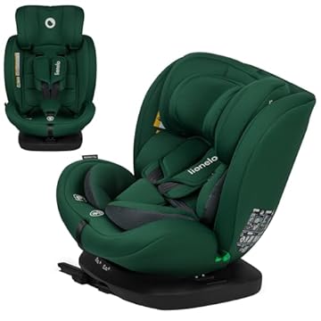 Lionelo Bastiaan i-Size Seggiolino Auto Evolutivo 4-in-1 per bambini 0-12 Anni (40-150 cm) ISOFIX, 21 Regolazioni, Girevole 360° Protezione Laterale (I-SIZE, Verde)