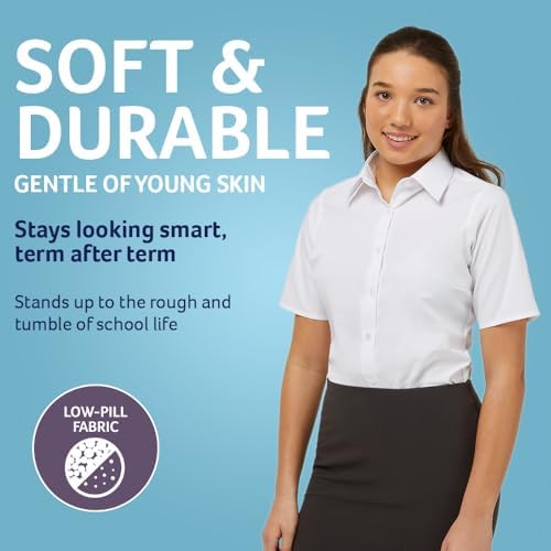 Chemises d'école blanches filles Trutex sans plis manches courtes - 5