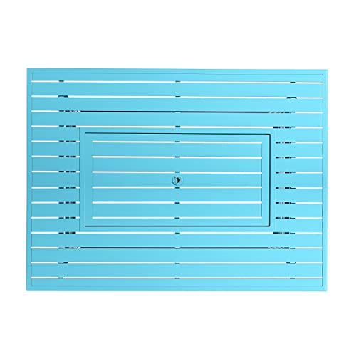 Image of Oakland Living Berlin-FPT-Blue Rectangular 48 in. x 36 in. Aluminum Propane Pit, Glass Beads, Two Covers, Lid, 57,000 BTUs Finish Fire Table