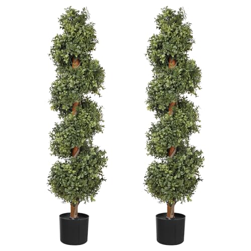 Hobyhoon 3.8FT Artificial Topiaries - Outdoor Topiary Trees for Porch & Garden Decor - Faux...