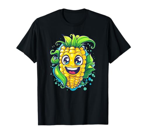 笑顔のとうもろこし 漫画 イラスト 楽しい Tシャツ