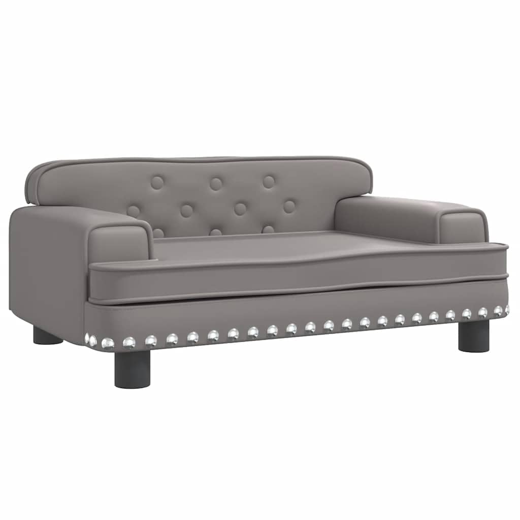 Hundebett Grau 70x45x30 cm Kunstleder Sofa mit Kiefernholzrahmen, wasserdichtes und bequemes Haustierbett für Entspannung, Robustes Hundesofa mit Vier Füßen für Stabilität