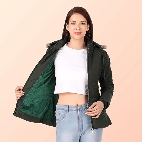 Image of Brazo Girls and Women's Puffer Regular Fit Bomber Jacket For Winter Wear | Hooded Neck | Full Sleeve | Zipper | Casual Jacket For Woman & Girl | Western Stylish Jacket For Women