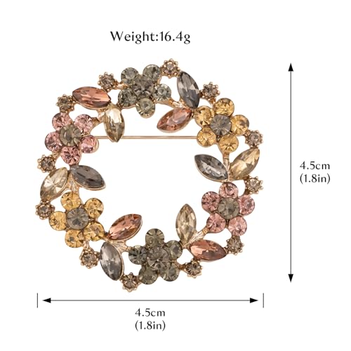 Image of Womens Wreath Flower Brooch Pin Crystal Brooch for Women