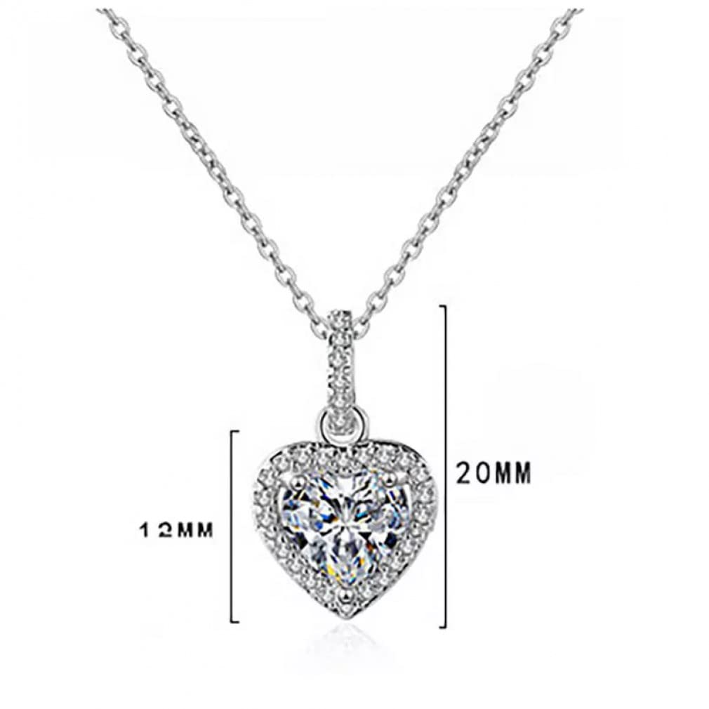 Collar con Colgante en Forma de corazón para Mujer, joyería de Plata 925, Cadena Corta Femenina de circón