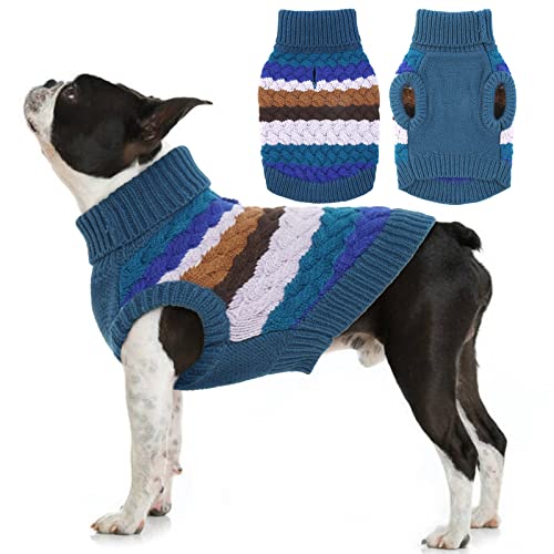 Kuoser Dog Sweater, Large Sweaters for Dogs Doggy Turtleneck Christmas Thanksgiving Outfit, Thick Warm Knitted Dog Winter Vest Puppy Fall Sweater, Pet Cold Weather Sweatshirt Warm Clothes, B