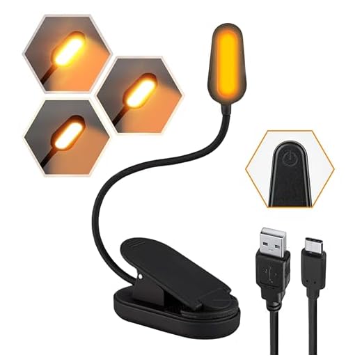 Boklampa med blått ljusblockerande sänglampor med bärnsten LED-lampa klämma på bokljus uppladdningsbar lätt bärbar belysning läsning på nattlampan som blå blockerare läsglasögon 360 böjbar hals