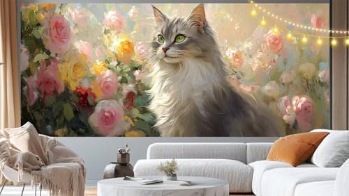 Broderie Diamant Kit Complet 5D DIY : Offrez un Diamond Painting Chat 120x60cm Inoubliable