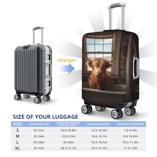 Cute Highland Cow In The Bathtub Elastic Travel Luggage Covers Dustproof Scratch-Resistant Suitcase Protector Fit 22-24 Inch4