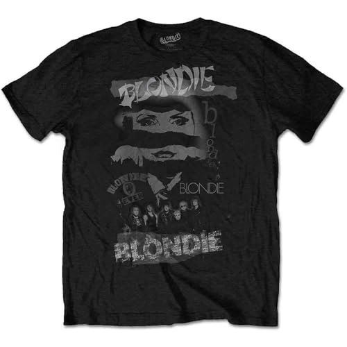 T-shirt Blondie noir pour homme avec le logo mash up officiel de Debbie Harry