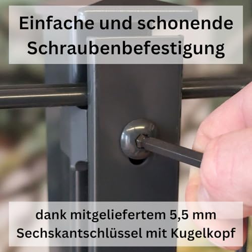 25x Zaunbauschraube M8 x 5,5mm x 40mm in Zaunfarbe Anthrazit & Grün + Kugelkopf Sechskantschlüssel