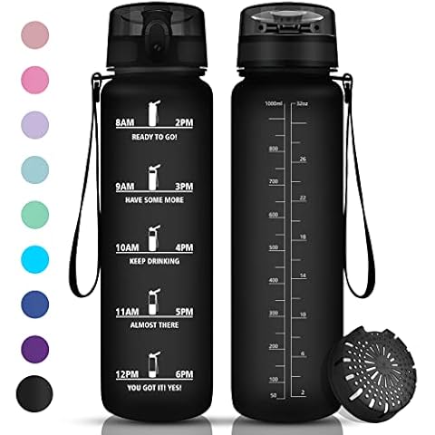 Leakproof BPA-free Tritan Water Bottle with Filter, 500ml Motivational Sports Water Bottle with Time Markings, Reusable Kids Water Bottle for Girls, Boy, Outdoor, Cycling, School Cover