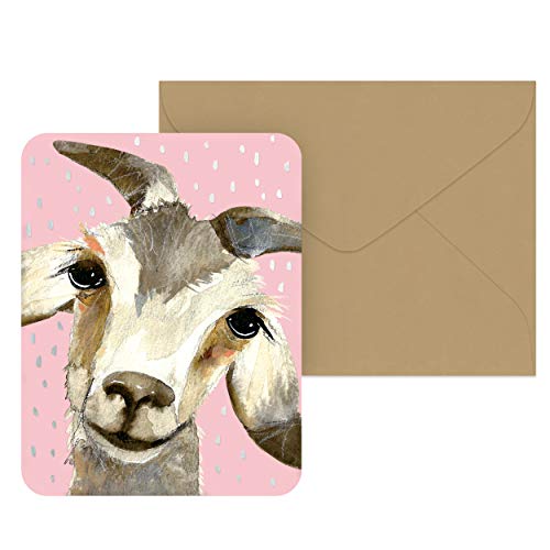 Image of Artisan Blank Note Cards by Studio Oh! - Rachel Brown Gilbert The Goat - Pack of 8 - 4.25 inch x 5.5 inch Printed Textured Art Paper Embellished with Foil Stamping Cards and Envelopes