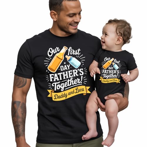 Personalized Our First Father's Day Together Match ing Design Shirts and Onesie 6