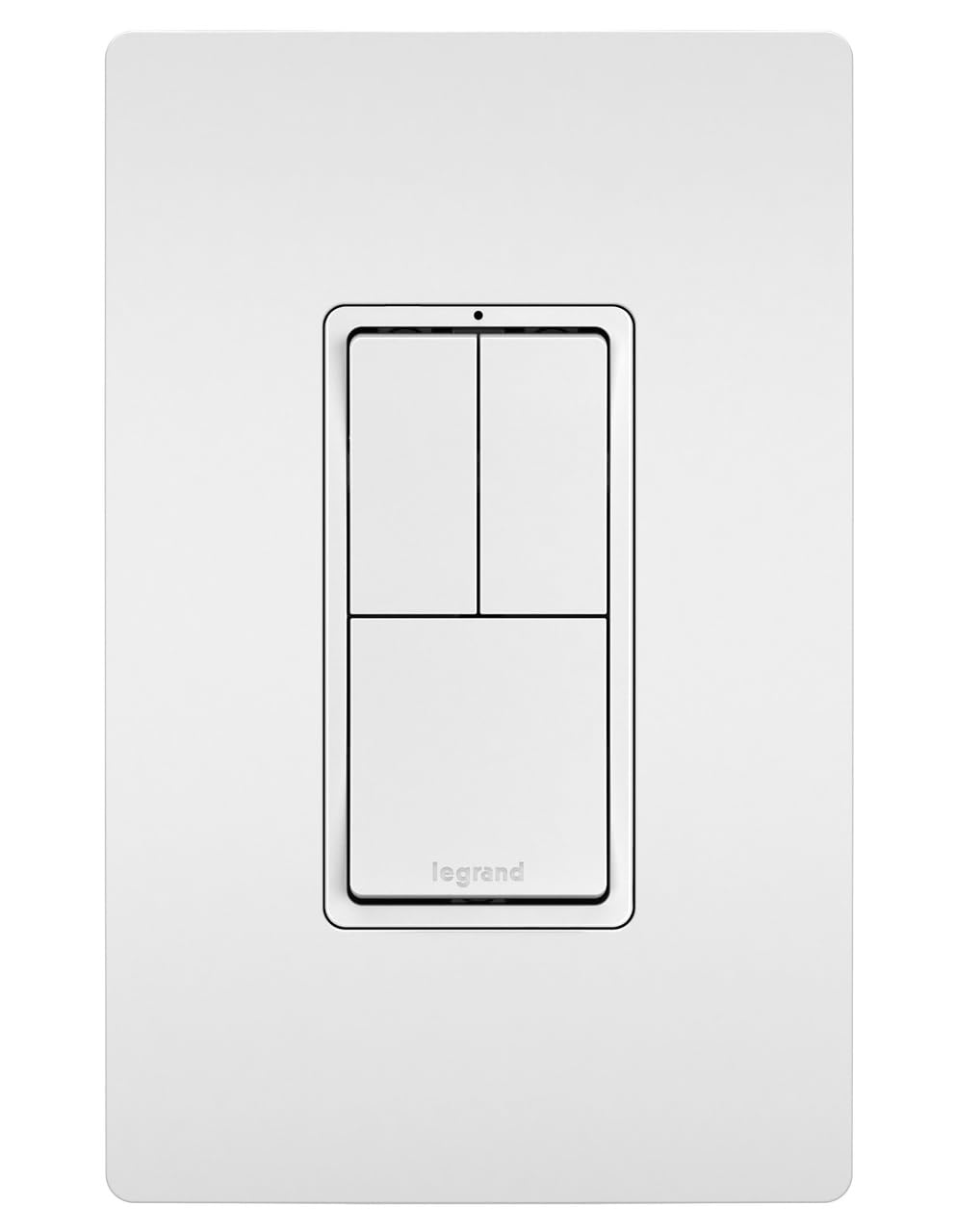 Legrand Radiant RCD113WCC6 15 Amp Combination 3-in-1 Decorator Rocker Light Switch, Two Single Pole Switches and One 3-Way Switch, White with Screwless Wall Plate (1 Count)