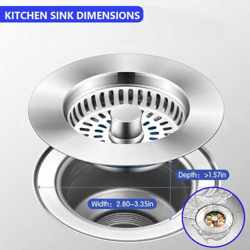 Colador y tapón de fregadero 3 en 1 acero inoxidable miniatura 4