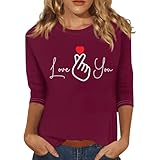Lässiger, bedruckter Kapuzenpullover mit Rundhalsausschnitt zum Valentinstag für Damen Bucket List Paare Sex Spiele Partner Geschenke kleine (Wein,L)