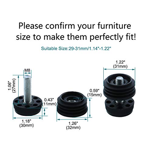 Juego de patas de nivelación para muebles de salón y mesas de oficina de 32 mm 3